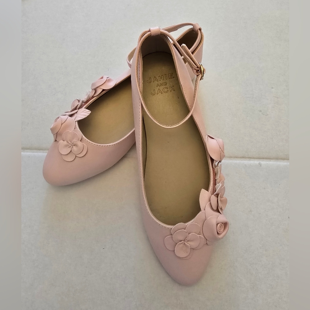 Janie And Jack Flower Ballet Girls Flats Size 4k In Pink - Picture 9 of 10